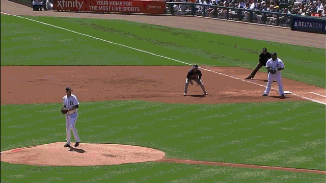 Pitcher pickoff play first to third image