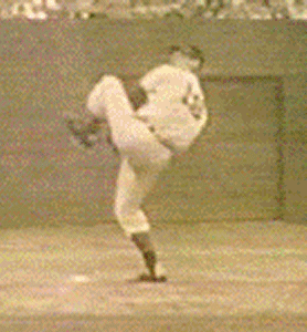 Bob Feller pitching image