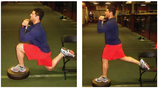 Elevated front split squat exercise for pitchers image