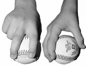 Pitching grip two seam fastball across seams image